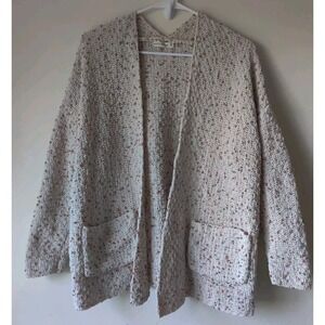 Moon & Madison Women's Oversized Cream Multicolor Chunky Knit Open Cardigan Sz S